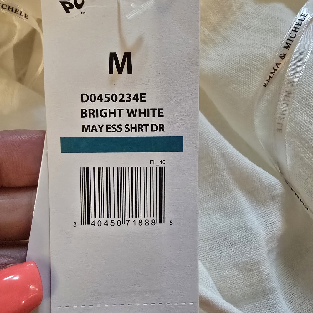 Off-White Linen Blend Button Front Collared Midi … - image 8